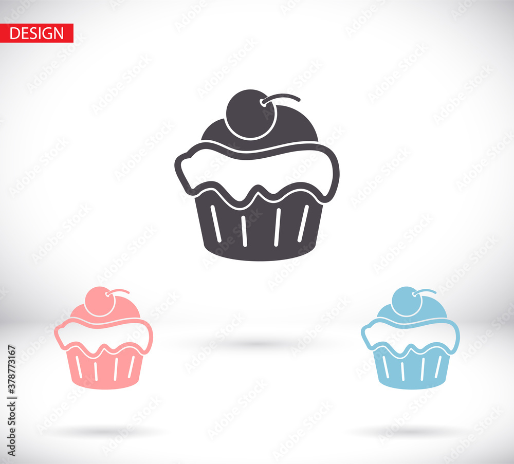 Cupcake vector icon. Two-tone version of cupcake vector icon on white and black background. vector icon Small cake designed to serve one person vector icon .