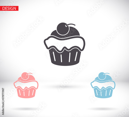 Cupcake vector icon. Two-tone version of cupcake vector icon on white and black background. vector icon Small cake designed to serve one person vector icon .