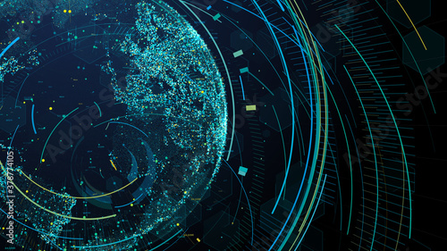 Virtual globe hud display processing.