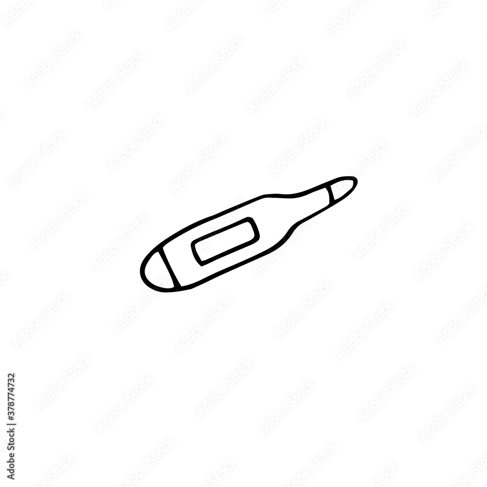 Doodle thermometer. Temperature measurement. Vector illustration.