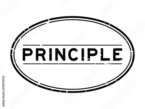 Grunge black principle word oval rubber seal stamp on white background