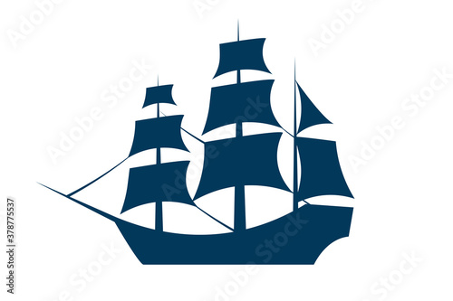 Fototapet Sailing ship silhouette. Vector EPS10 illustration.