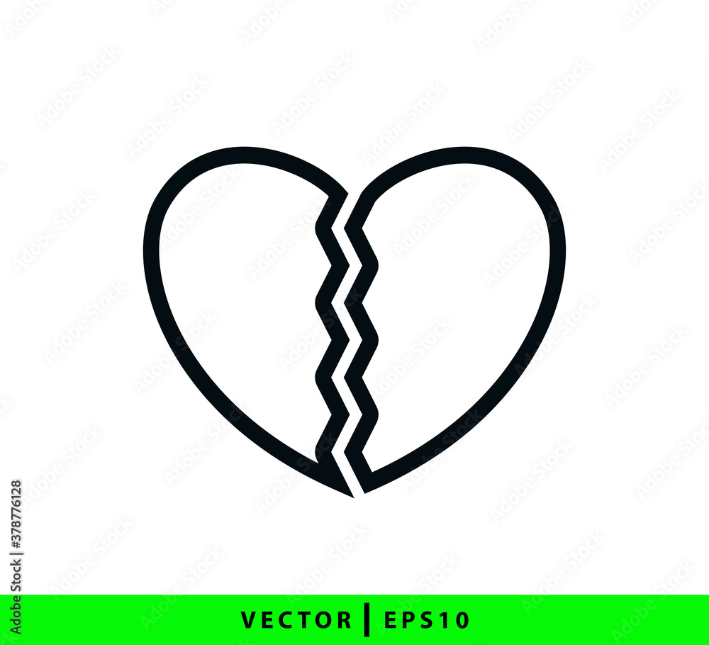 Broken heart icon vector logo design template Broken heart icon vector logo design template