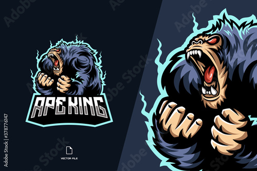 angry monkey ape mascot character cartoon logo for sport team photo