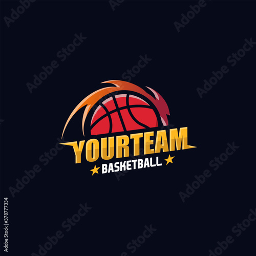 Basketball Logo, Basketball logo template vector, isolated on black background, Basketball club logo, emblem, designs with ball. Sport badge vector illustration