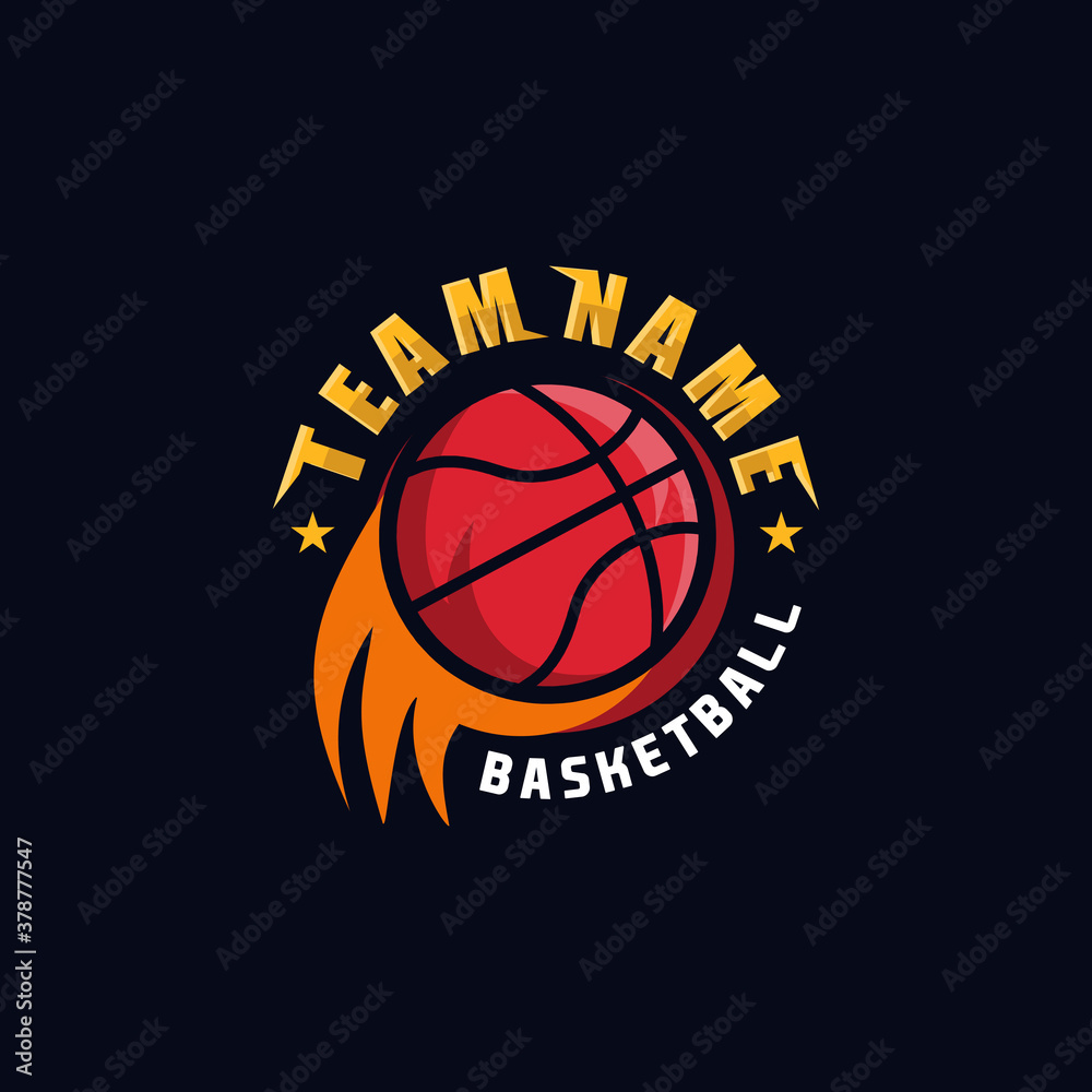 Basketball Logo, Basketball logo template vector, isolated on black background, Basketball club logo, emblem, designs with ball. Sport badge vector illustration