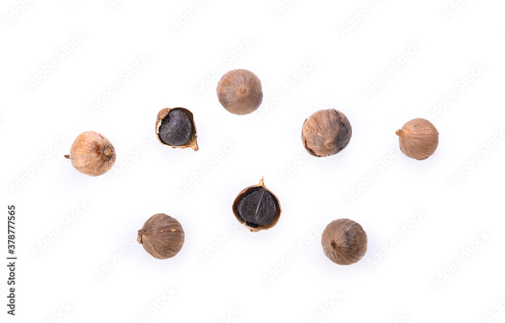 black garlic on white background black garlic on white background