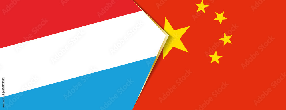 Luxembourg and China flags, two vector flags. Luxembourg and China flags, two vector flags.