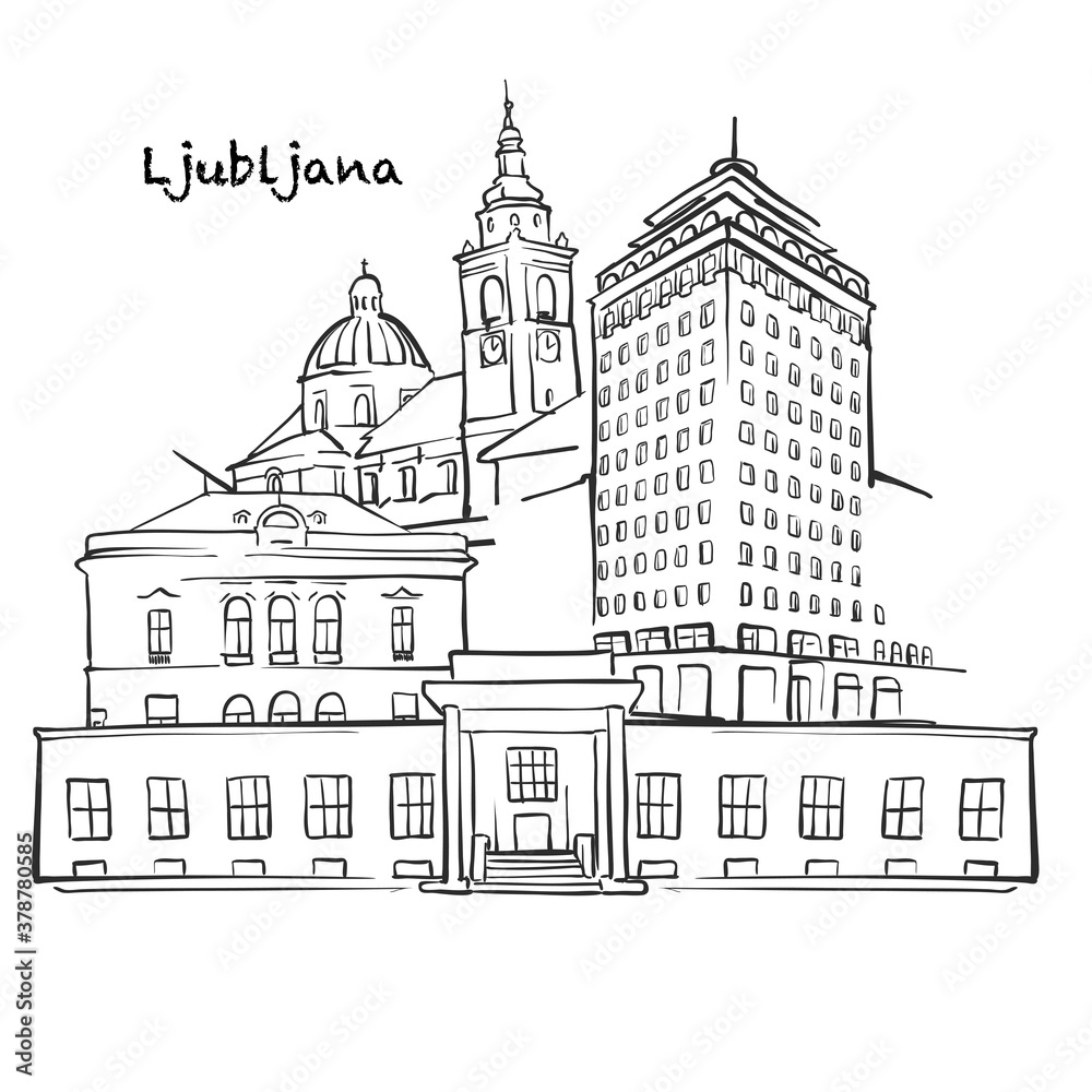 Fototapeta premium Famous buildings of Ljubljana