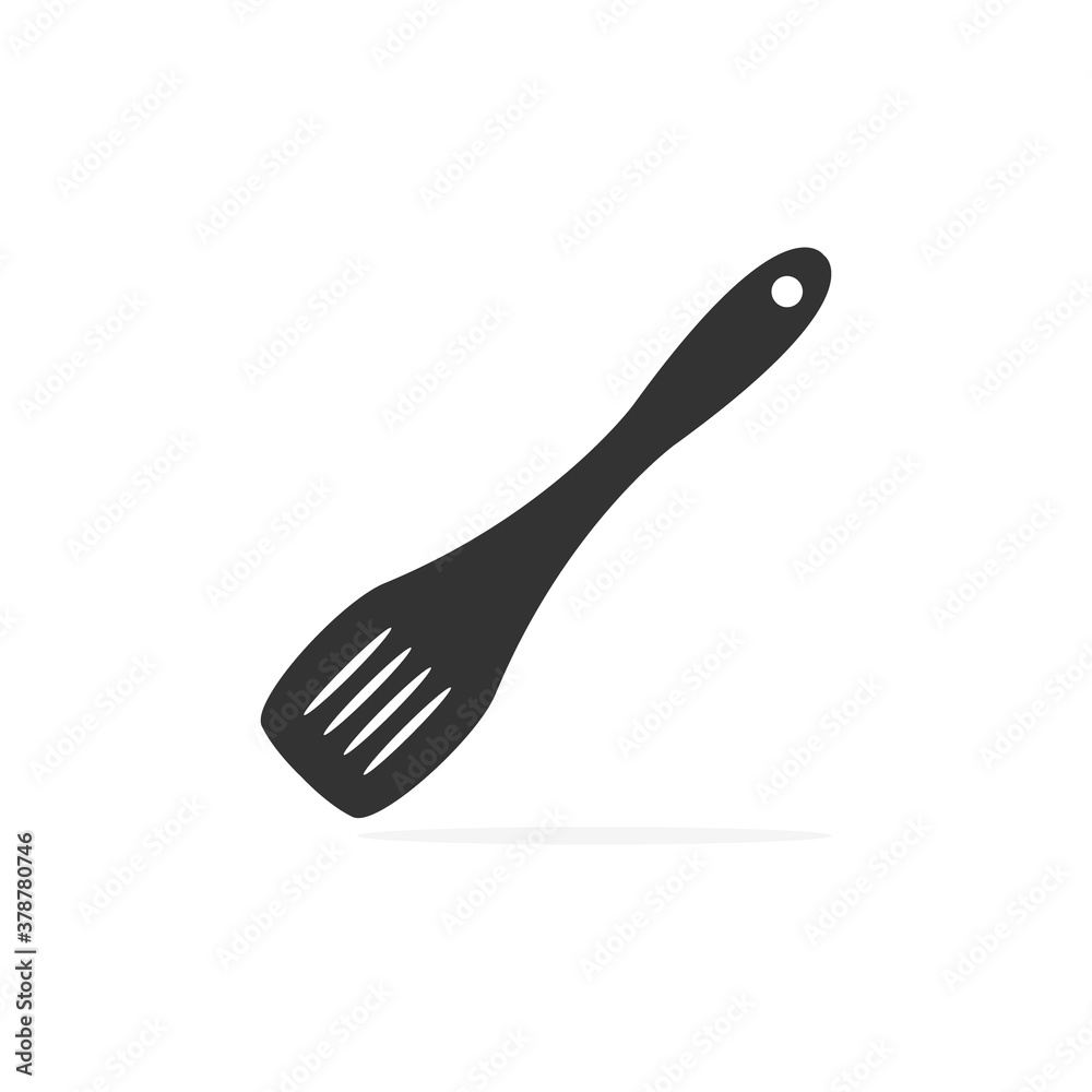 Kitchen spatula black icon. Black outline cooking symbol vector illustration isolated on white. Spatula silhouette kitchen equipment. Kitchen spatula black icon. Black outline cooking symbol vector illustration isolated on white. Spatula silhouette kitchen equipment.