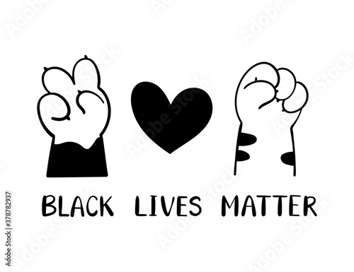 Draw cat paw with black lives matter for cut file, print on T-shirt.
