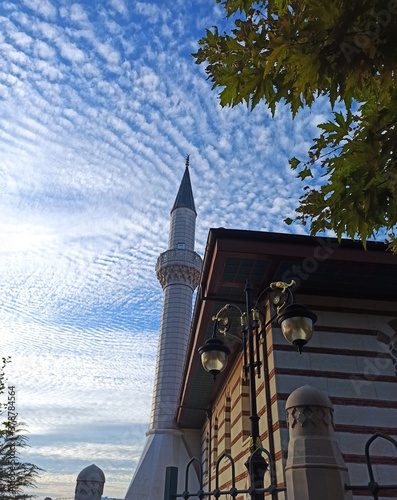 mosque with rain clouds