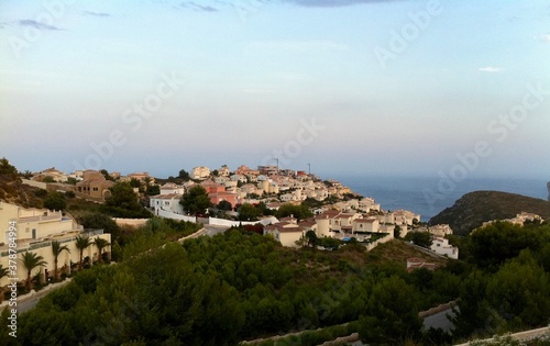 view of the town on the hill by the sea