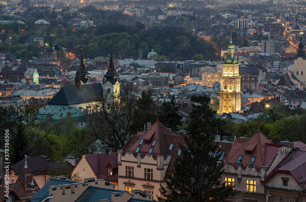 Night Lviv view