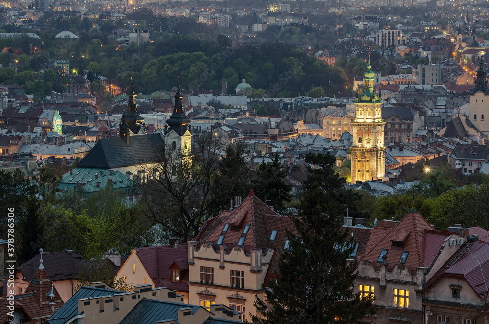 Obraz premium Night Lviv view