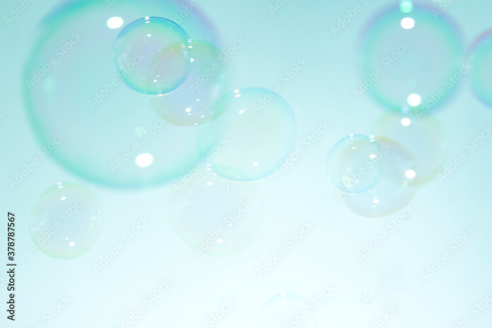 Beautiful abstract, Fresh shiny green soap bubbles natural background.