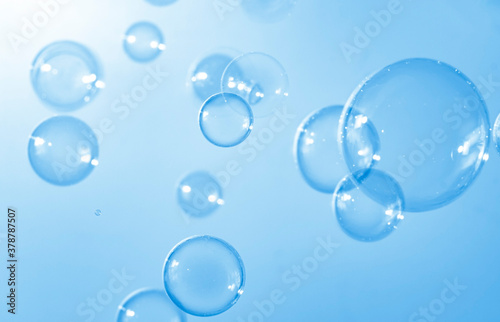 Freshness summer natural background. Blue soap bubbles background