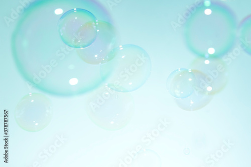 Beautiful abstract, Fresh shiny green soap bubbles natural background.
