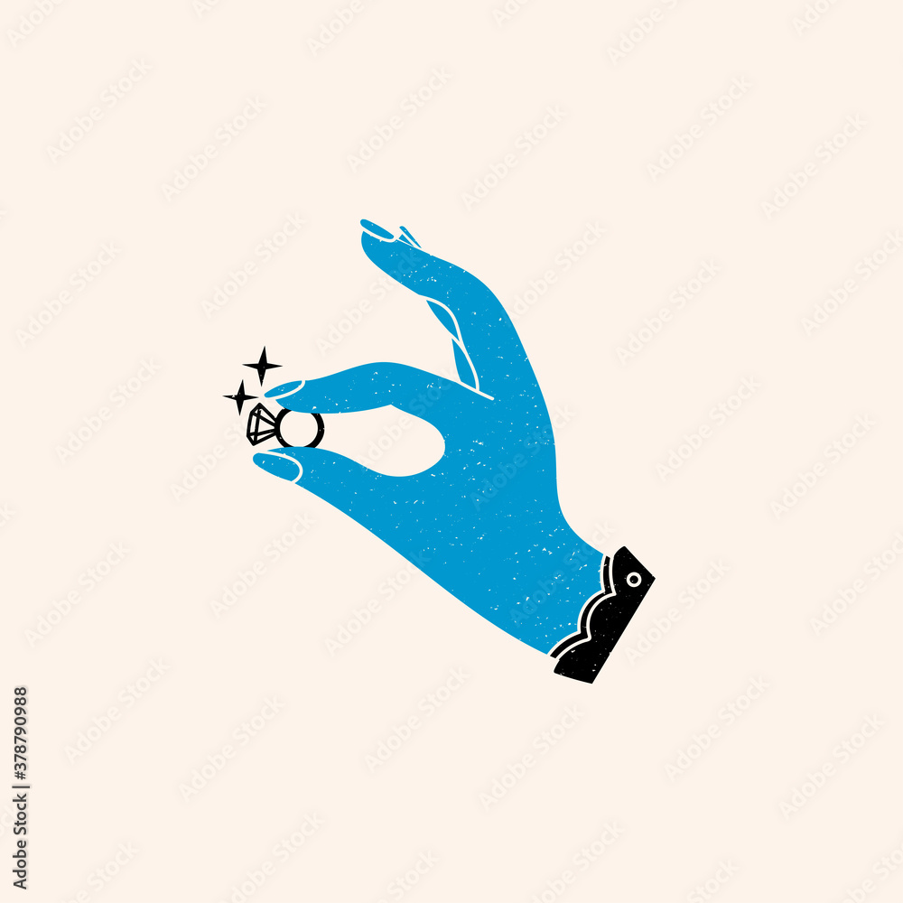 Graceful Female hand holding and showing the Ring with a sparkling ...