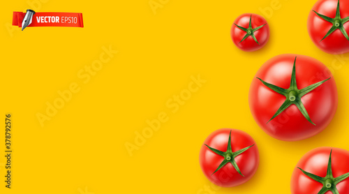 Arrière plan jaune avec tomates vectorielles