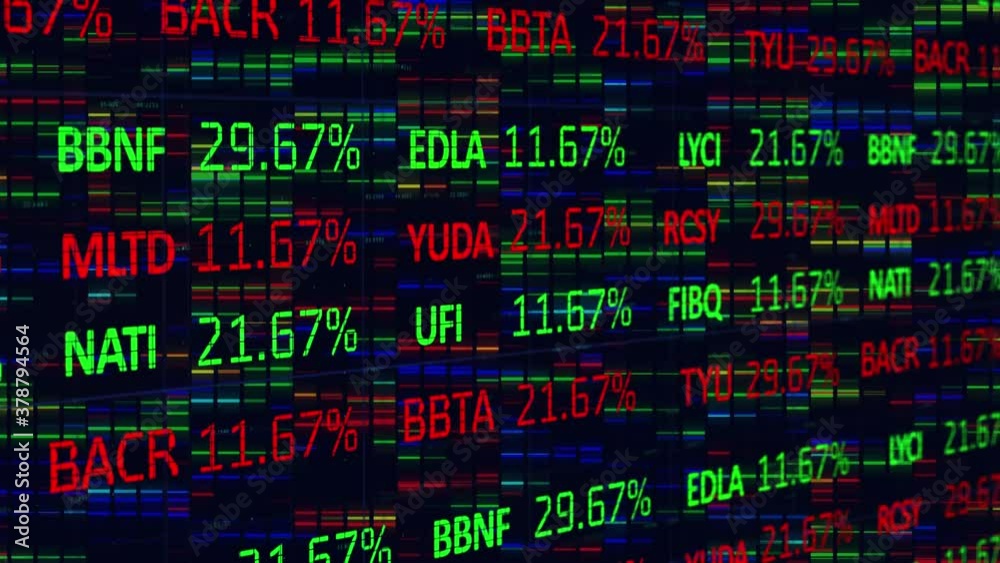 Stock market data processing against black background Stock market data processing against black background