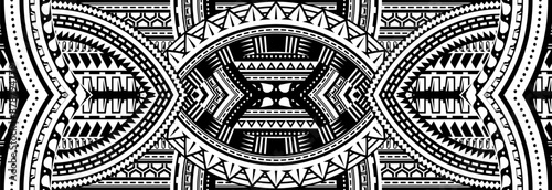 Art tattoo sleeve in polynesian style border