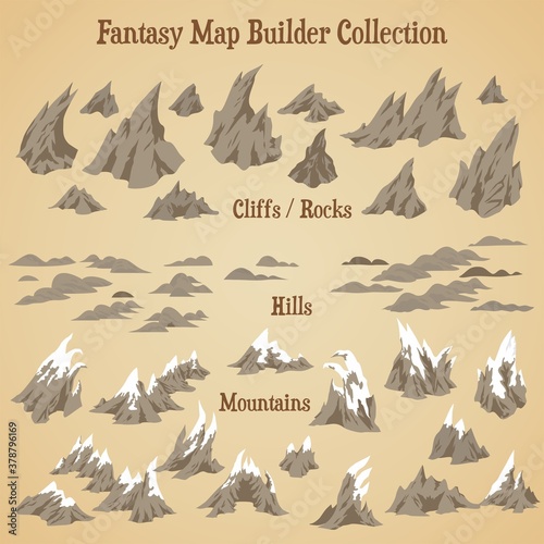 Map builder illusrations for fantasy and medieval cartography and adventure games