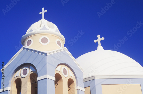 Low angle view of a church, Santorini, Cyclades Islands, Greece  photo