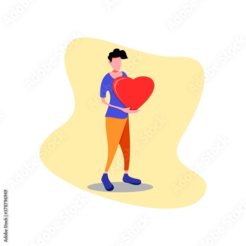 A man carries a sign of love
