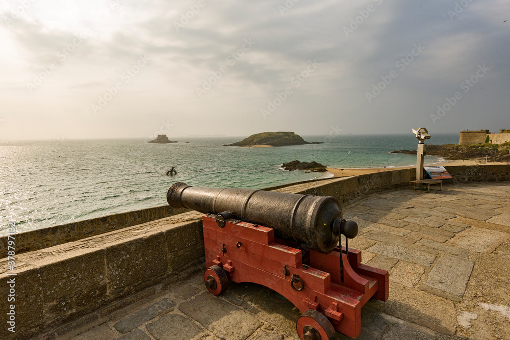 cannons and ramparts in Saint Malo, Brittany, France