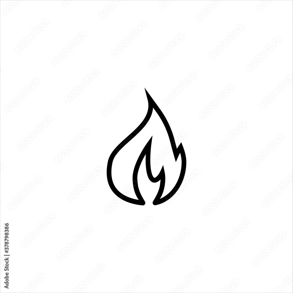 Fire flame vector icon. Logo design. Black outline isolated on a white background. Design element for a website or mobile app Fire flame vector icon. Logo design. Black outline isolated on a white background. Design element for a website or mobile app