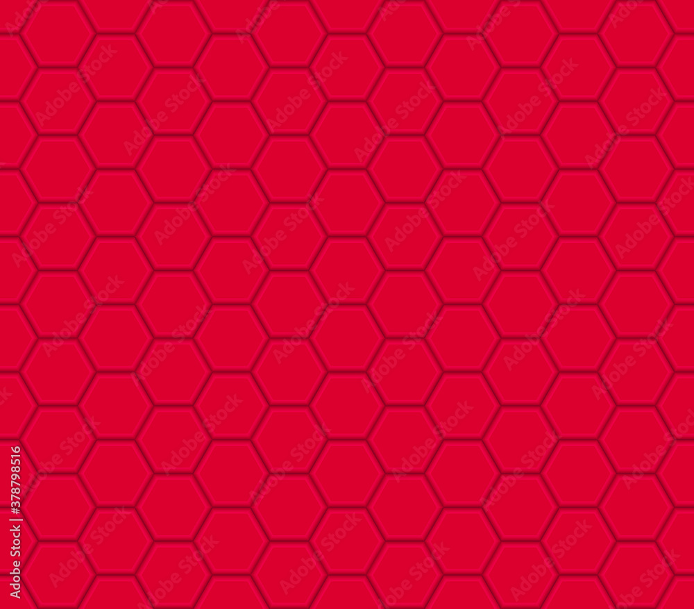 Seamless vector pattern of red honeycomb mosaic. Geometric design. Red hexagon tiles background. Print for wrapping, web backgrounds, fabric, decor, surface, packaging, scrapbooking, etc. Seamless vector pattern of red honeycomb mosaic. Geometric design. Red hexagon tiles background. Print for wrapping, web backgrounds, fabric, decor, surface, packaging, scrapbooking, etc.