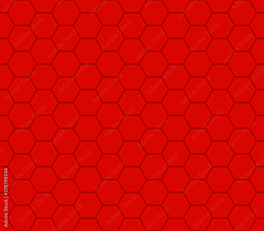 Seamless vector pattern of red honeycomb mosaic. Geometric design. Red hexagon tiles background. Print for wrapping, web backgrounds, fabric, decor, surface, packaging, scrapbooking, etc. Seamless vector pattern of red honeycomb mosaic. Geometric design. Red hexagon tiles background. Print for wrapping, web backgrounds, fabric, decor, surface, packaging, scrapbooking, etc.