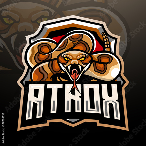 The snake of cloratus atrox mascot esport logo design