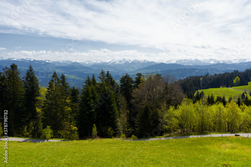 Hiking and walking routes on Pfander mountain, in the Voralberg region of Austria