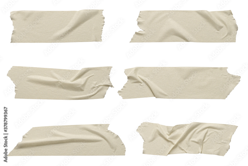 White wrinkled adhesive tape isolated on white background. White Sticky scotch tape of different sizes. White wrinkled adhesive tape isolated on white background. White Sticky scotch tape of different sizes.