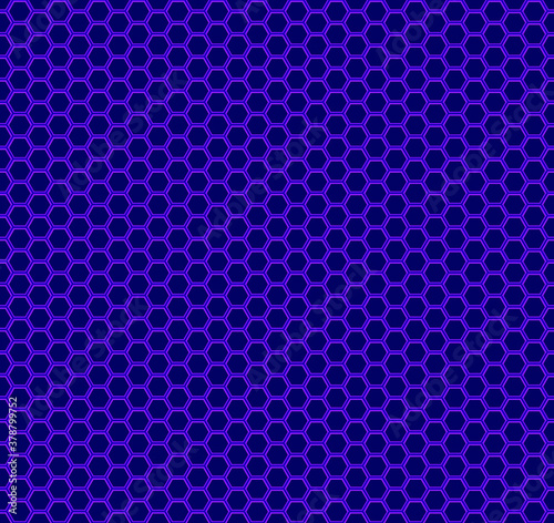 Seamless vector pattern of blue gradient honeycomb mosaic. Geometric design. Blue hexagon tiles background. Print for wrapping, web backgrounds, fabric, decor, surface, scrapbooking, etc.