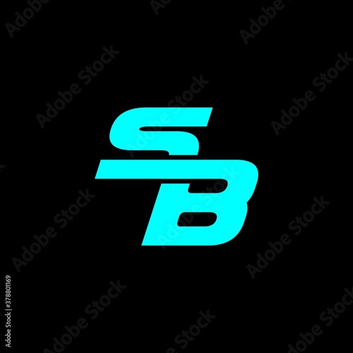 Outstanding professional elegant trendy awesome artistic blue and black colors SB initial based Alphabet icon logo.