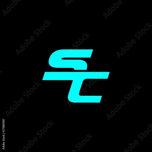 Outstanding professional elegant trendy awesome artistic blue and black colors SC initial based Alphabet icon logo.