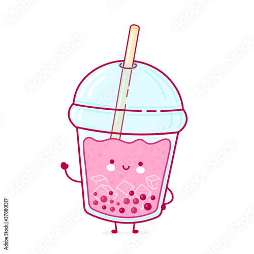 Cute happy funny bubble tea cup