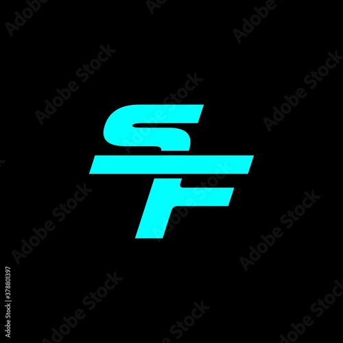 Outstanding professional elegant trendy awesome artistic blue and black colors SF initial based Alphabet icon logo.
