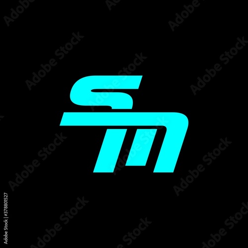 Outstanding professional elegant trendy awesome artistic blue and black colors SM initial based Alphabet icon logo.