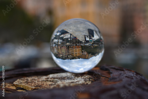 look at the panorama through the eye of the lens ball