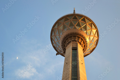 Tehran, Iran - June 10, 2019: Milad Lookout Tower (Borj-e Milad) in Tehran. Milad Tower is the most important monument of Tehran after the Azadi Monument. photo