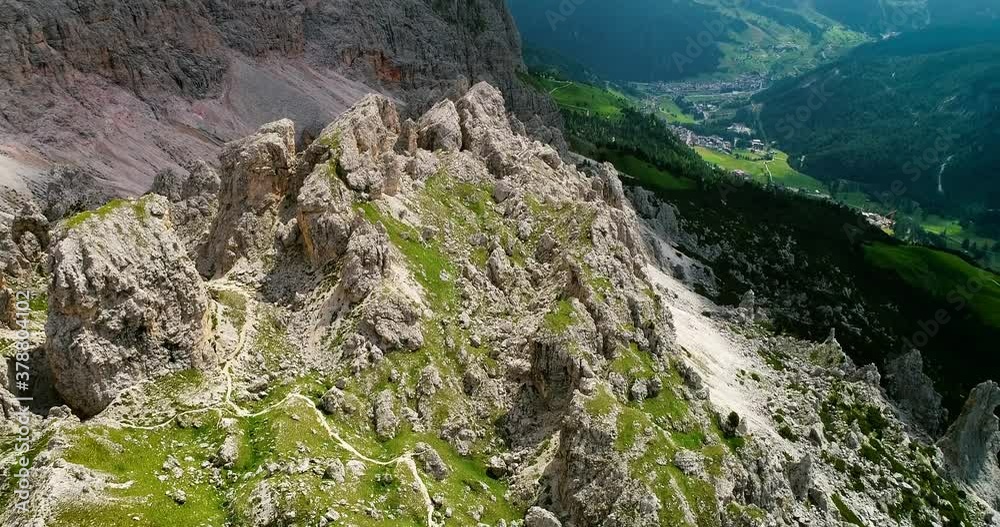 Rocky mountain with green forest in the valley. Beautiful landscape in a a natural park, aerial view with a drone 4K Rocky mountain with green forest in the valley. Beautiful landscape in a a natural park, aerial view with a drone 4K