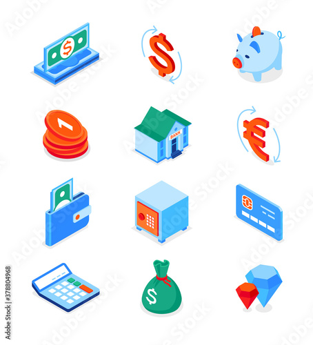 Business and finance - modern isometric icons set