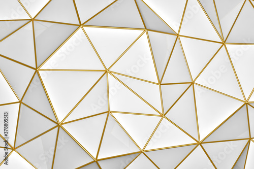 Fototapeta Naklejka Na Ścianę i Meble -  3D illustration - Abstract geometric white background with golden folds