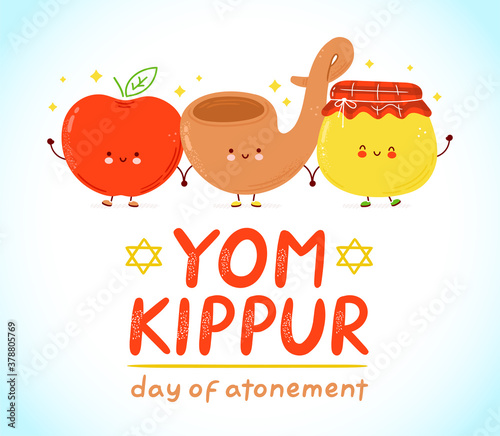 Cute apple, shofarand honey jar