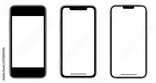 Smartphone similar to iphone 12 pro max with blank white screen for Infographic Global Business Marketing Plan, mockup model similar to iPhonex isolated Background of ai digital investment economy.