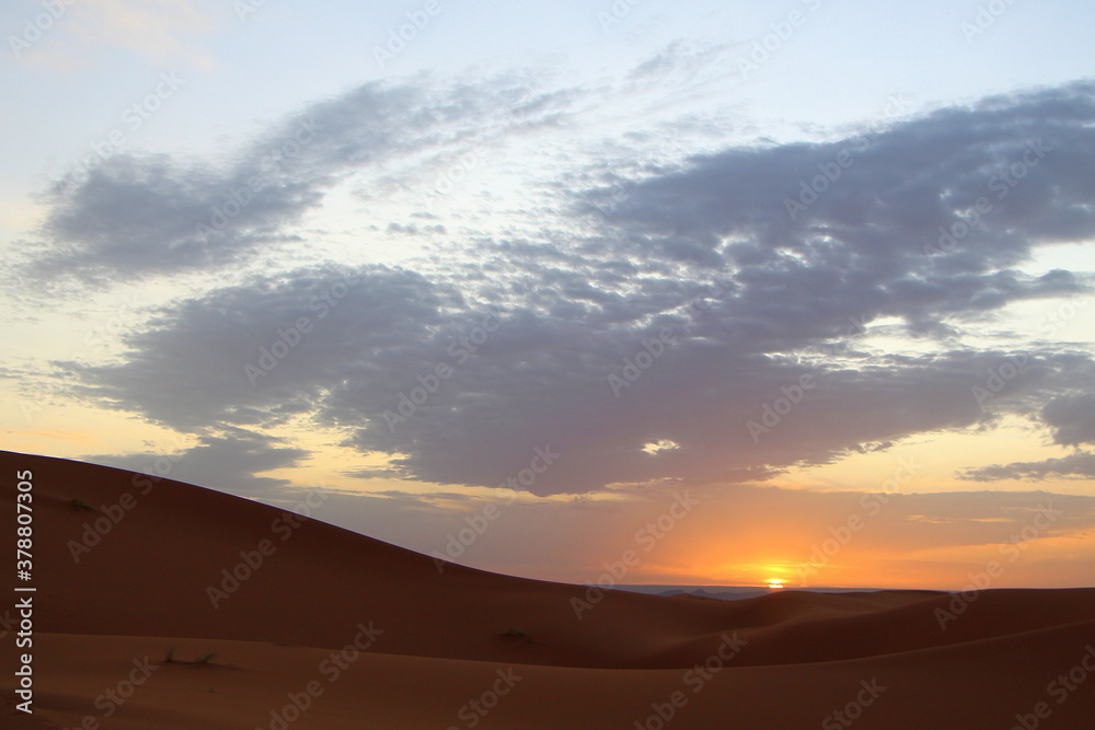 Sunset in Merzouga desert, Morocco